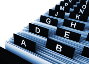 Alphabetisch sortierte Adreskartei